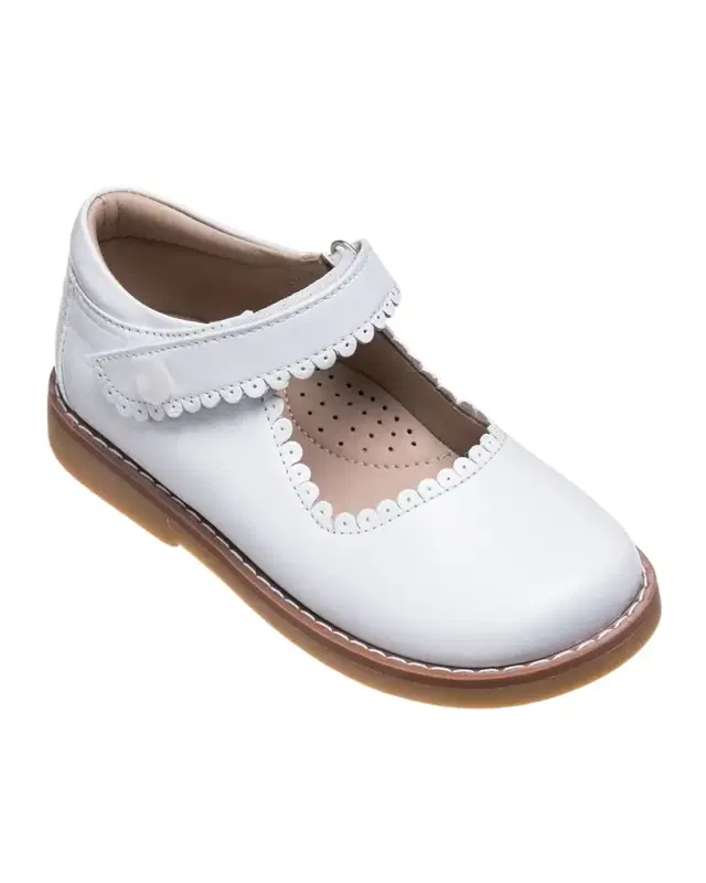 Elephantito Girl 's Scalloped Leather Mary Jane