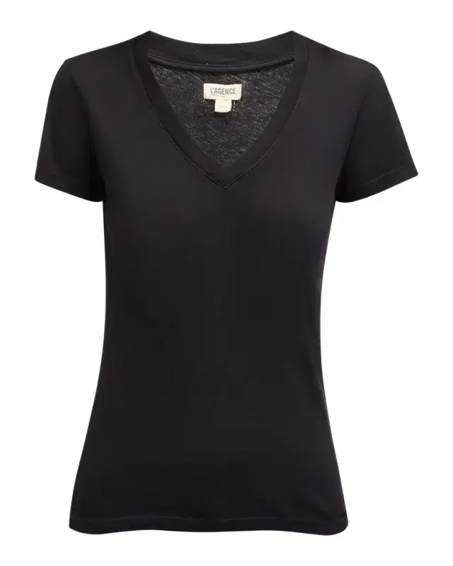 L'Agence Becca V-Neck Short-Sleeve Tee