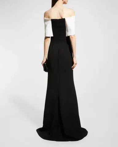 Lela Rose Off-the-Shoulder Two-Tone Gown | Thumbnail 4 Lela Rose Off-the-Shoulder Two-Tone Gown | Thumbnail 4