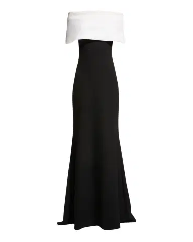 Lela Rose Off-the-Shoulder Two-Tone Gown | Thumbnail 1 Lela Rose Off-the-Shoulder Two-Tone Gown | Thumbnail 1