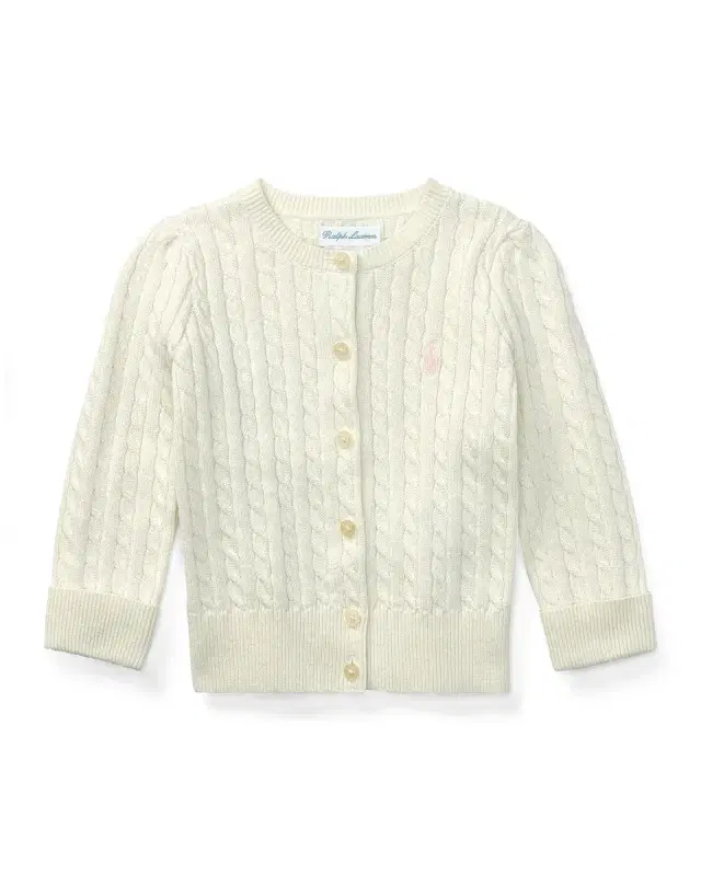 Cable Knit Cotton Cardigan, Size 3M-12M
