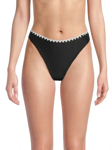 Ramy Brook Women's Iliana Crochet-Trimmed Bikini Bottom - Black White Crochet - Size XL | Thumbnail 3 Ramy Brook Women's Iliana Crochet-Trimmed Bikini Bottom - Black White Crochet - Size XL | Thumbnail 3