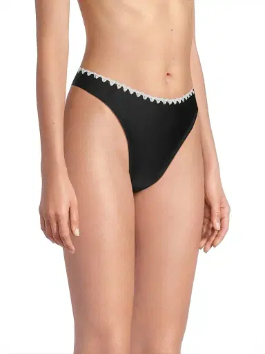 Ramy Brook Women's Iliana Crochet-Trimmed Bikini Bottom - Black White Crochet - Size XL | Thumbnail 4 Ramy Brook Women's Iliana Crochet-Trimmed Bikini Bottom - Black White Crochet - Size XL | Thumbnail 4