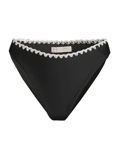 Ramy Brook Women's Iliana Crochet-Trimmed Bikini Bottom - Black White Crochet - Size XL | Thumbnail 1 Ramy Brook Women's Iliana Crochet-Trimmed Bikini Bottom - Black White Crochet - Size XL | Thumbnail 1