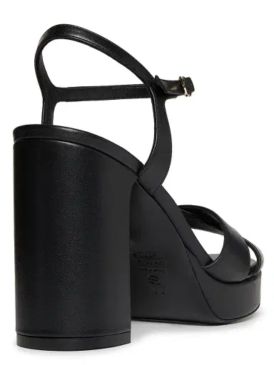 Stuart Weitzman Women's Dayna 100MM Metallic Leather Platform Sandals - Black | Thumbnail 3