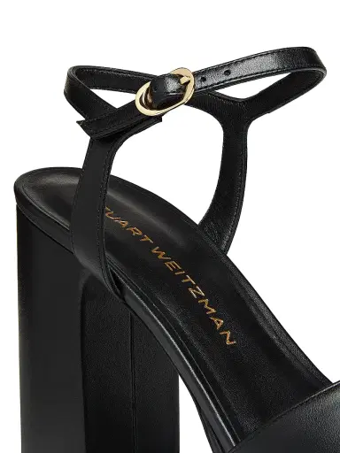 Stuart Weitzman Women's Dayna 100MM Metallic Leather Platform Sandals - Black | Thumbnail 5