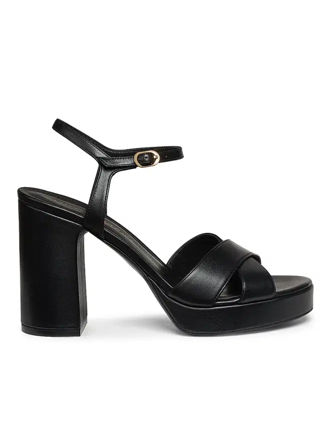 Stuart Weitzman Women's Dayna 100MM Metallic Leather Platform Sandals - Black
