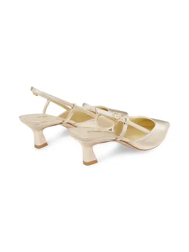Stuart Weitzman Women's Vinnie 50MM Leather Slingback Pumps - Light Gold | Thumbnail 3
