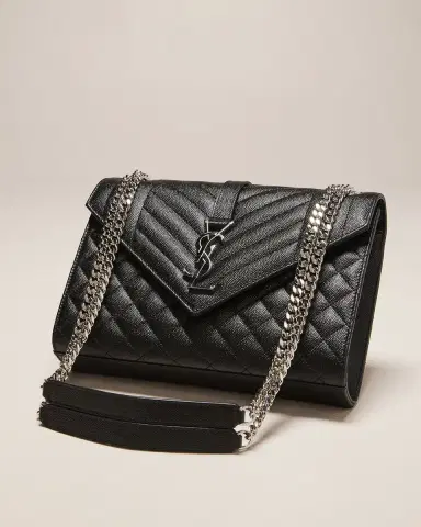 Saint Laurent Envelope Triquilt Medium YSL Shoulder Bag in Grained Leather | Thumbnail 5 Saint Laurent Envelope Triquilt Medium YSL Shoulder Bag in Grained Leather | Thumbnail 5