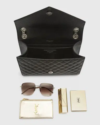 Saint Laurent Envelope Triquilt Medium YSL Shoulder Bag in Grained Leather | Thumbnail 9 Saint Laurent Envelope Triquilt Medium YSL Shoulder Bag in Grained Leather | Thumbnail 9