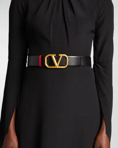 Valentino Garavani VLogo Reversible Leather Belt, 30mm | Thumbnail 2