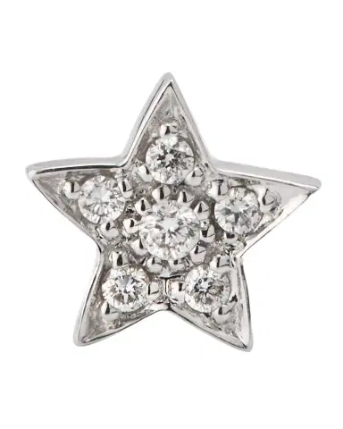 Sydney Evan 14k White Gold Pave Star Stud Earring, Single | Thumbnail 1