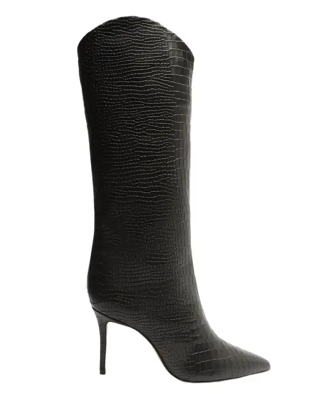 Schutz Maryana Snake-Print Leather Knee Boots