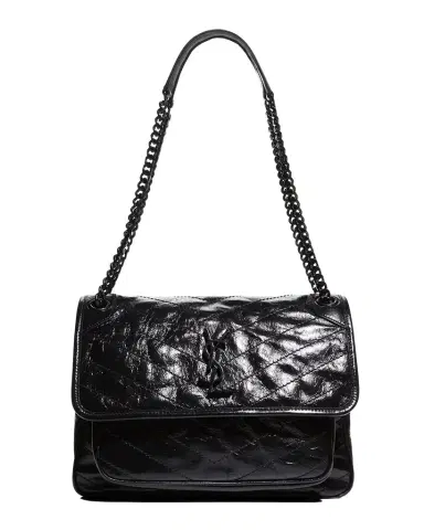 Saint Laurent Niki Medium Flap YSL Shoulder Bag in Crinkled Leather | Thumbnail 1 Saint Laurent Niki Medium Flap YSL Shoulder Bag in Crinkled Leather | Thumbnail 1