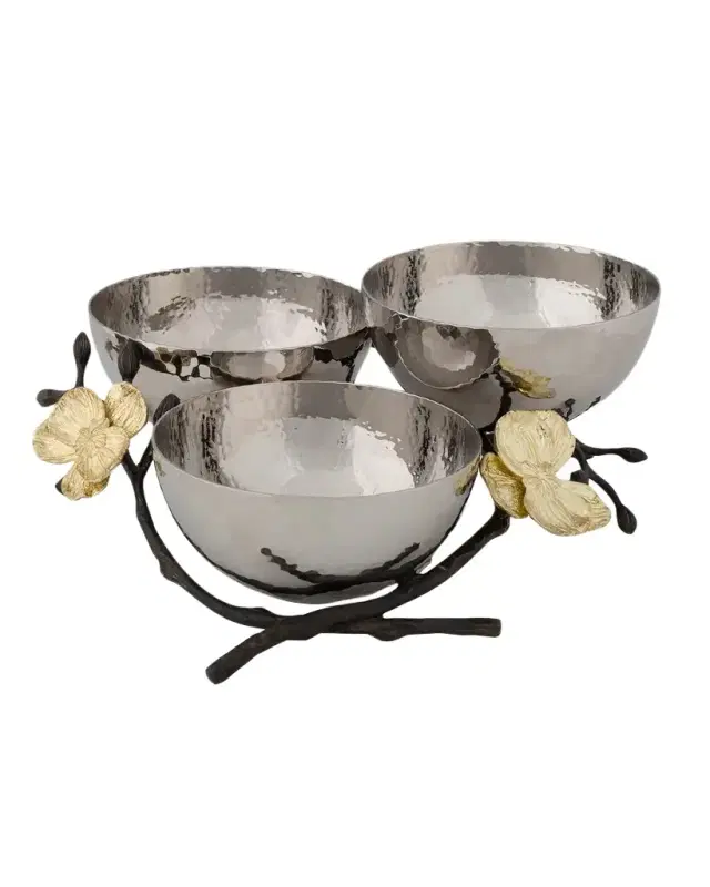 Michael Aram Gold Orchid Triple Nut Dish