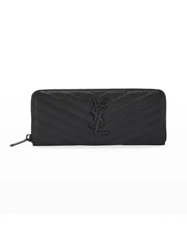 Saint Laurent YSL Monogram Large Zip Wallet in Grained Leather | Thumbnail 3