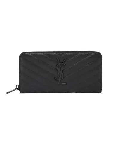 Saint Laurent YSL Monogram Large Zip Wallet in Grained Leather | Thumbnail 1