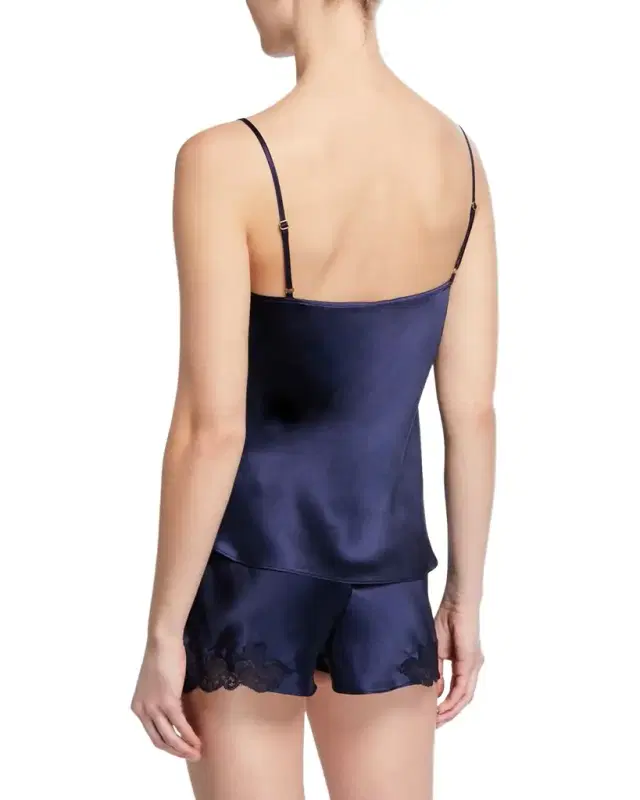 Christine Lingerie Bijoux Short Lace-Trim Silk Pajama Set