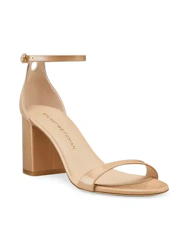 Stuart Weitzman Women's Nudist Block 75MM Patent Leather Sandals - Adobe | Thumbnail 2