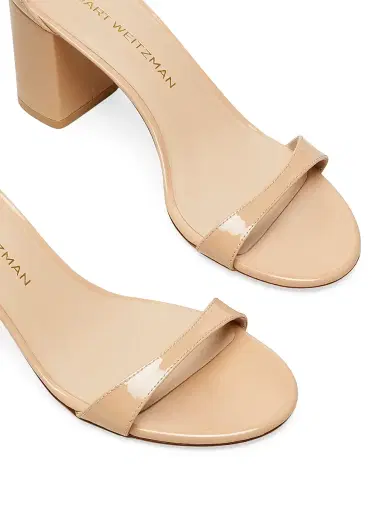 Stuart Weitzman Women's Nudist Block 75MM Patent Leather Sandals - Adobe | Thumbnail 4
