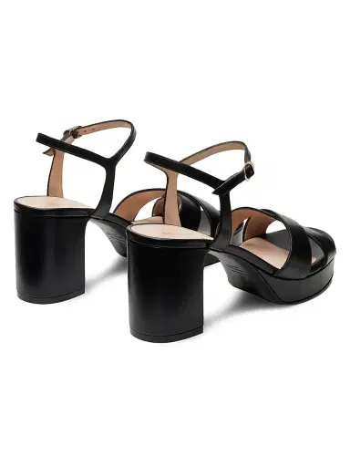 Stuart Weitzman Women's Dayna 80MM Leather Platform Sandals - Black | Thumbnail 3