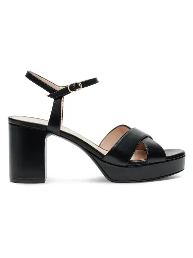 Stuart Weitzman Women's Dayna 80MM Leather Platform Sandals - Black | Thumbnail 1