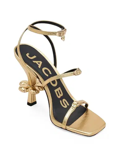 Marc Jacobs Women's The Daisy Heel 100MM Metallic Leather Sandals - Gold - Size 5 | Thumbnail 1 Marc Jacobs Women's The Daisy Heel 100MM Metallic Leather Sandals - Gold - Size 5 | Thumbnail 1