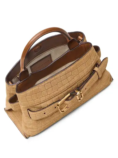 Marc Jacobs Women's The Dakota Small Croc Suede Satchel Bag - Sahara | Thumbnail 6
