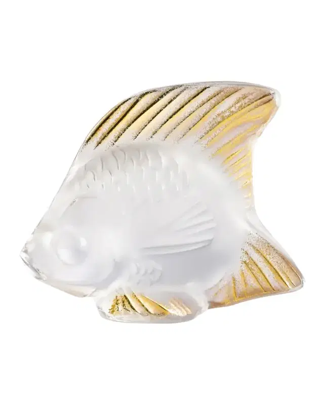 Lalique Clear Gold Stamped Fish Figurine