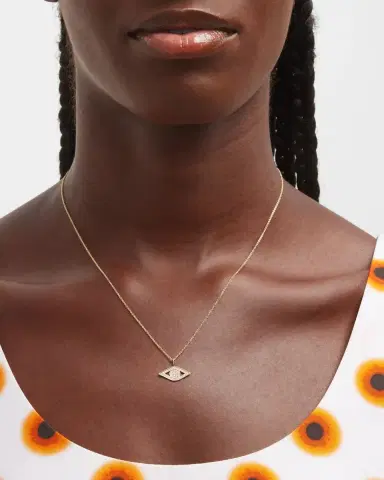 Sydney Evan 14k Yellow Gold Small Diamond Evil Eye Necklace | Thumbnail 2 Sydney Evan 14k Yellow Gold Small Diamond Evil Eye Necklace | Thumbnail 2