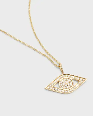 Sydney Evan 14k Yellow Gold Small Diamond Evil Eye Necklace | Thumbnail 3 Sydney Evan 14k Yellow Gold Small Diamond Evil Eye Necklace | Thumbnail 3