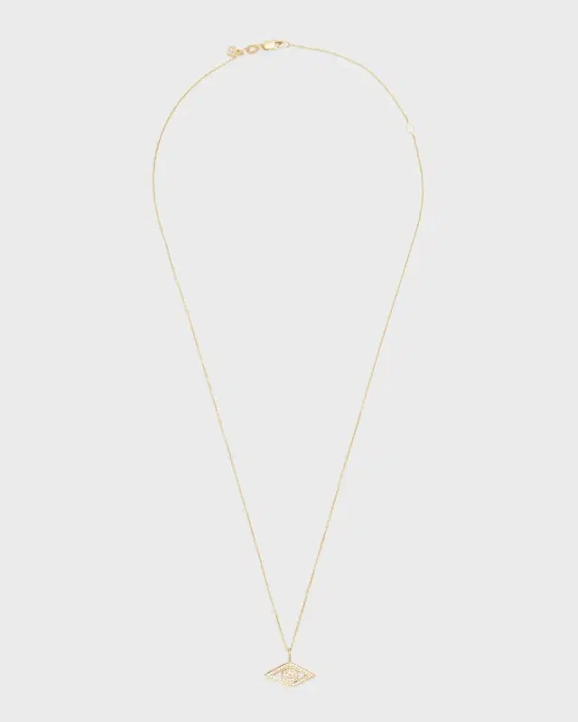 14k Yellow Gold Small Diamond Evil Eye Necklace