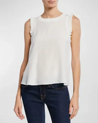 Cinq a Sept Tous Les Jours Lenore Crewneck Sleeveless Silk Top | Thumbnail 3