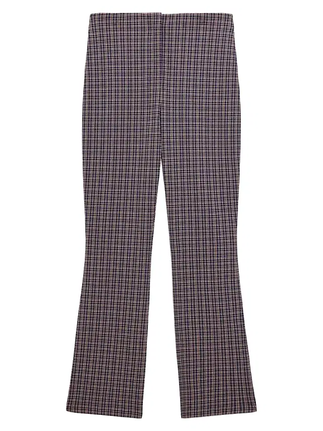 Theory Women's High Rise Plaid Flared Pants - Palomino Multi