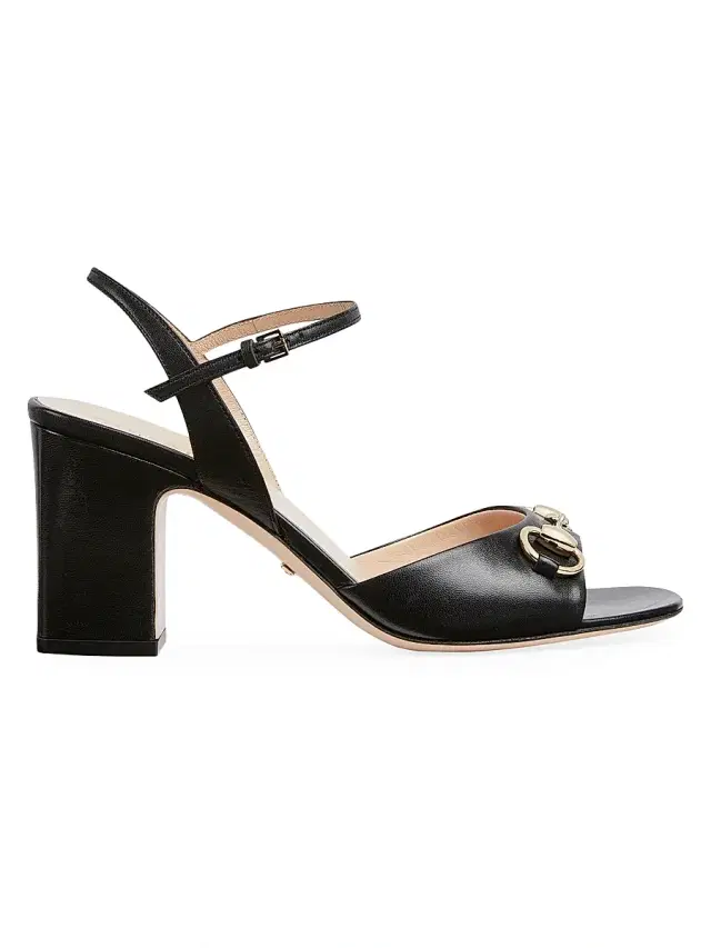 Gucci Women's Lady Horsebit 7MM Leather Sandals - Nero
