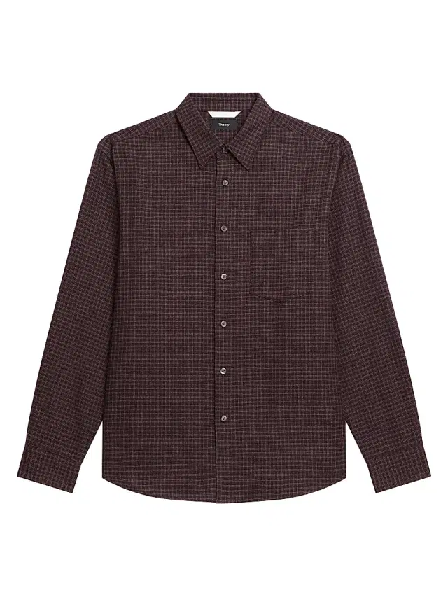 Theory Men's Woods Check Weekend Shirt - Deep Eggplant Multi