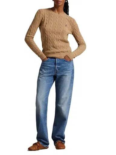 Polo Ralph Lauren Women's Cable-Knit Wool-Cashmere Crewneck Sweater - Collection Camel Melange - Size XXL | Thumbnail 2 Polo Ralph Lauren Women's Cable-Knit Wool-Cashmere Crewneck Sweater - Collection Camel Melange - Size XXL | Thumbnail 2