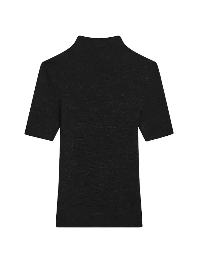 Theory Women's Leenda Merino Wool Short-Sleeve Sweater - Black
