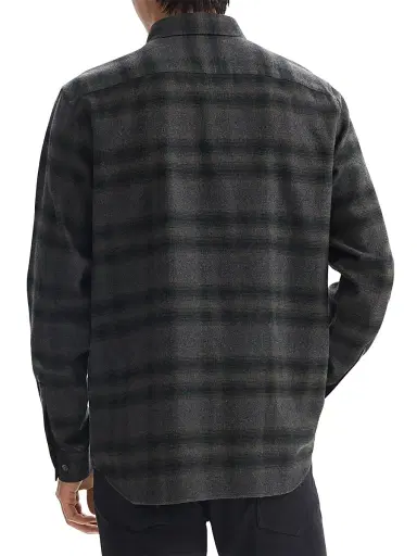 Theory Men's Irving Shadow Plaid Flannel Shirt - Hunter Green Melange - Size Small | Thumbnail 4