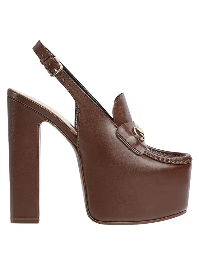 Women's Horsebit Loafer 145MM Platform Slingback Pumps - Chocolate
