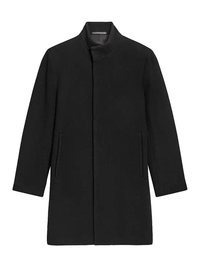 Theory Men's Belvin Melton-Textured Wool-Blend Coat - Black