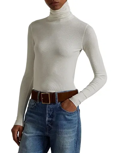 Polo Ralph Lauren Women's Rib-Knit Turtleneck Top - Nevis - Size XS | Thumbnail 3