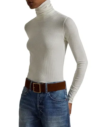 Polo Ralph Lauren Women's Rib-Knit Turtleneck Top - Nevis - Size XS | Thumbnail 4