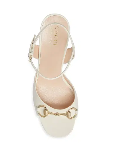 Gucci Women's Lady Horsebit 75MM Leather Sandals - Mystic White - Size 5 | Thumbnail 4