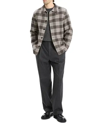 Theory Men's Check Double-Face Wool-Cashmere Overshirt - Feather Multi - Size XL | Thumbnail 2