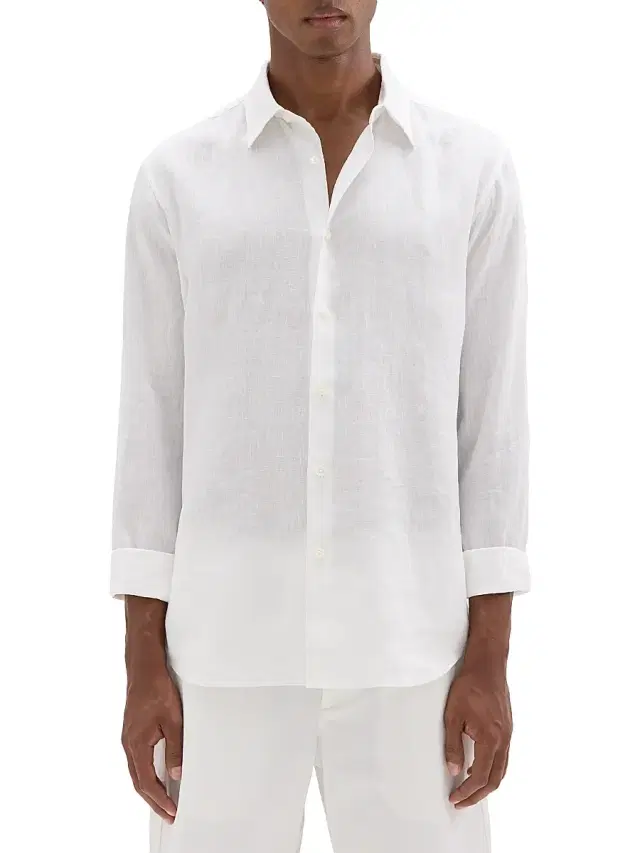 Theory Men's Irving Long-Sleeve Linen Shirt - White