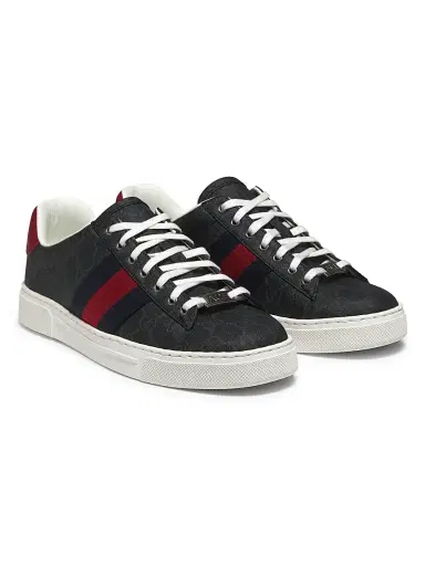 Gucci Men's Ace Web Sneakers - Black Red | Thumbnail 2 Gucci Men's Ace Web Sneakers - Black Red | Thumbnail 2