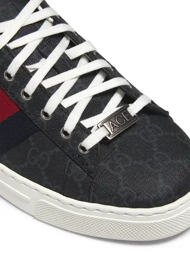 Gucci Men's Ace Web Sneakers - Black Red | Thumbnail 5 Gucci Men's Ace Web Sneakers - Black Red | Thumbnail 5