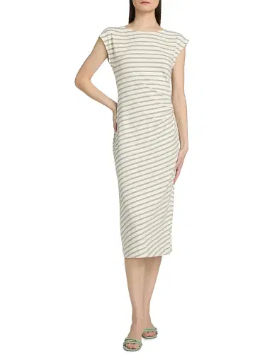 AG Jeans Women's Aja Striped Cotton-Blend Midi-T-Shirt Dress - Powder Spruce Green - Size XS | Thumbnail 2 AG Jeans Women's Aja Striped Cotton-Blend Midi-T-Shirt Dress - Powder Spruce Green - Size XS | Thumbnail 2
