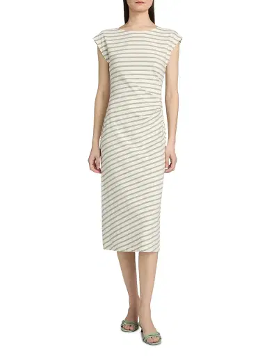 AG Jeans Women's Aja Striped Cotton-Blend Midi-T-Shirt Dress - Powder Spruce Green - Size XS | Thumbnail 3 AG Jeans Women's Aja Striped Cotton-Blend Midi-T-Shirt Dress - Powder Spruce Green - Size XS | Thumbnail 3